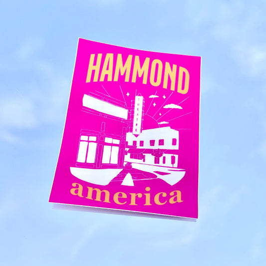 Hammond, America Sticker in Pink